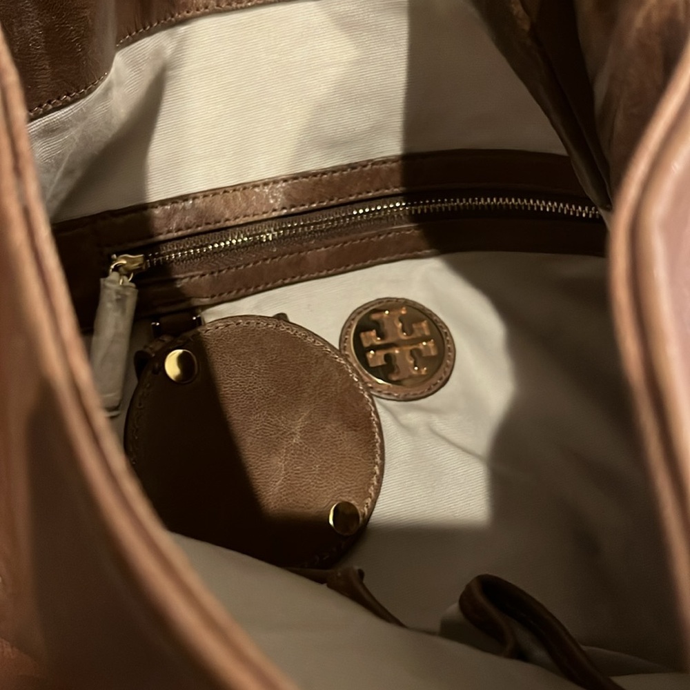 Tory Burch Cognac Brown Leather Hobo Handbag Shoulder Bag Classic Vintage - Picture 7 of 16